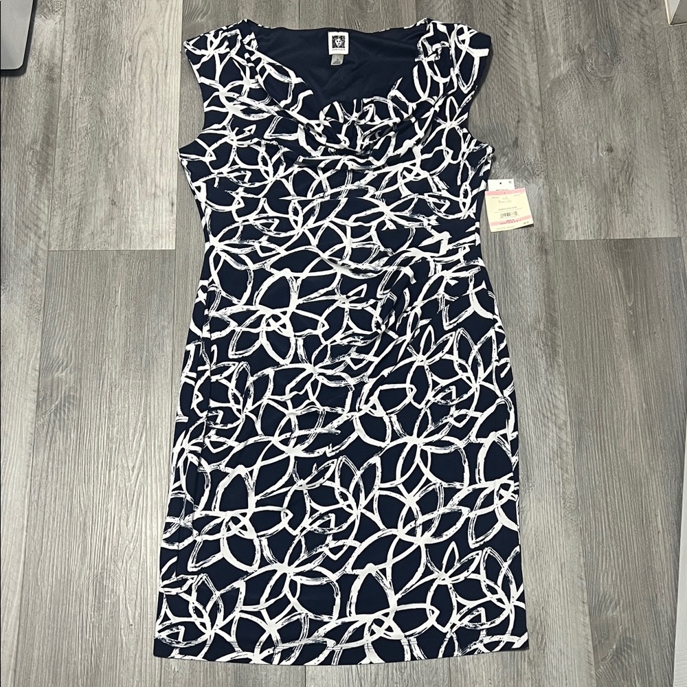 Anne Klein Women's Valerie Floral Print Cowl Neck Mini Dress/size 10  NWT